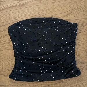 SHEIN Black Strapless Top with Silver Dots
